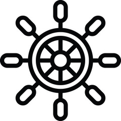Fototapeta premium Ship steering wheel icon outline vector. Lisbon ship. Europe sea country