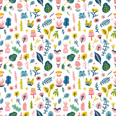 Ecological themes seamless pattern. Gift wrapping, wallpaper, background. Arbor Day