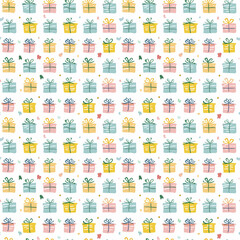 Obraz premium Sibling day gifts seamless pattern. Gift wrapping, wallpaper, background. National Siblings Day