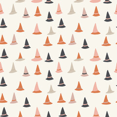 Witch hats seamless pattern. Gift wrapping, wallpaper, background. Halloween