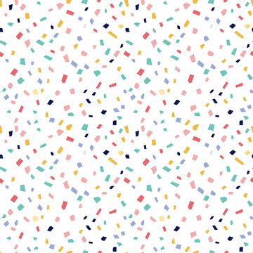 Confetti seamless pattern. Gift wrapping, wallpaper, background. New Years