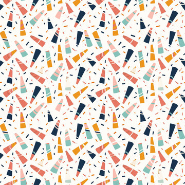 Party poppers seamless pattern. Gift wrapping, wallpaper, background. Birthday © Olezhan