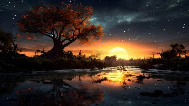 Serenade of the night night landscape photo,,
Minimalistic desktop background high quality Free Photo