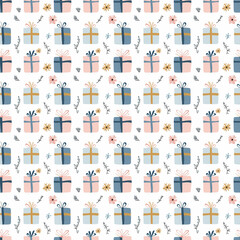 Sibling day gifts seamless pattern. Gift wrapping, wallpaper, background. National Siblings Day