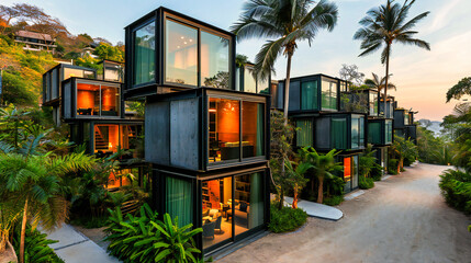 Innovative Housing: Modern Architecture Utilizing Shipping Containers, Blending Design with Functionality