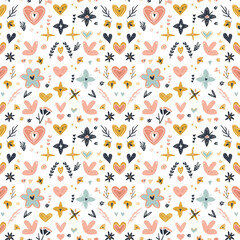 Compassion symbols seamless pattern. Gift wrapping, wallpaper, background. World Kindness Day