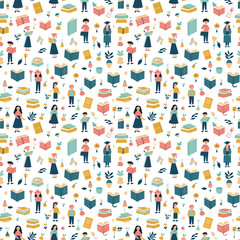 National Teachers Day celebrations seamless pattern. Gift wrapping, wallpaper, background. National Teachers Day