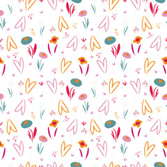 vector patterns with colorful flowers. Summer or Spring background