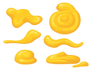 Mustard drop set. Dip sauce splash blobs