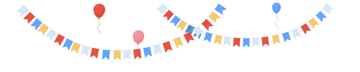 Obraz premium Party decoration. Color buntings and balloons. Holiday elements