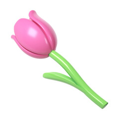 3d lilac Tulip Flower Cartoon Style for Bouquet or Decoration. Love Valentine romantic design transparent spring illustration