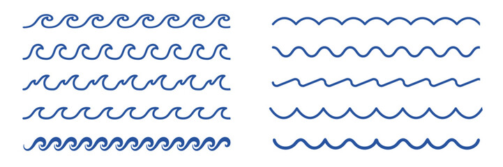 Sea wave icon set. Waves collection vector Seamless zigzag and wavy horizontal underline.