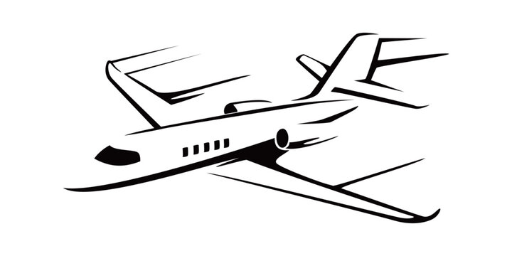 private jet silhouette design. luxury transportation sign and symbol.