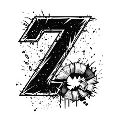 alphabet letter Z punk style isolated on white background