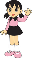 Shizuka Cartoon, Shizuka Character, Cartoon Shizuka Isolated on a Editable file