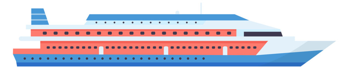 Cruiser icon. Color passenger ship. Marine travel transport