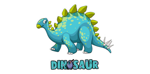 Dinosaur Cartoon Character On White Background, Dinosaur Animal Vector Illustration.