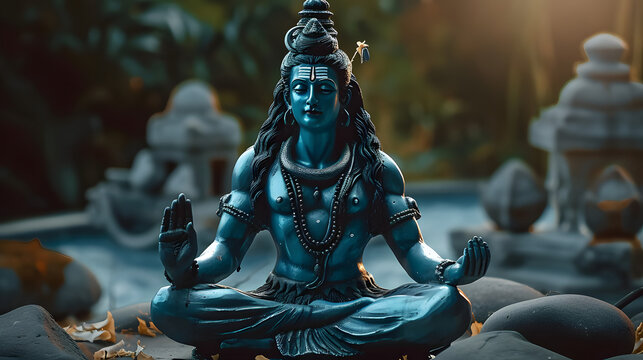Hindu God Shiva statue in meditation.
