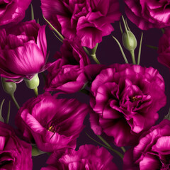 Obraz premium Seamless eustoma russellianum flowers pattern. Generative ai