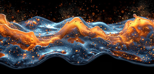 water waves with splashes illuminated with different colors