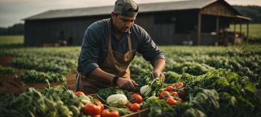 Chef Harvesting Fresh Vegetables on Farm for Culinary Delight