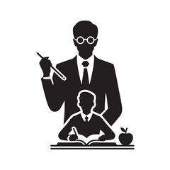 Scholarly Shadows: A Gallery of Teacher Silhouettes Casting Shadows of Academic Mentorship - Teacher Illustration - Teacher Vector
