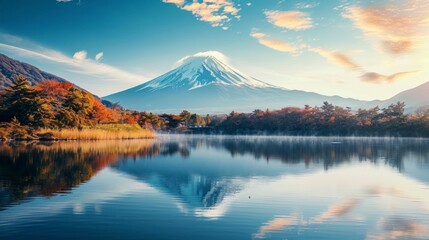 amazing mountain of Mount Fuji in Japan - obrazy, fototapety, plakaty