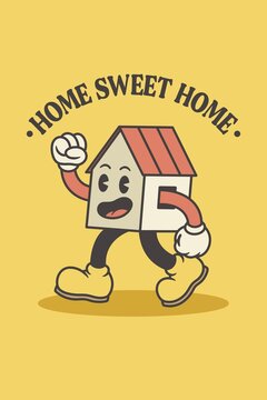 Home Sweet Home vintage house character walking