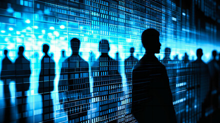 Digital Collaboration: Group of Businesspeople Engaging in a Futuristic Networked Environment