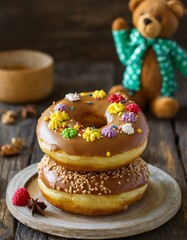 donut with teddy bear