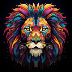 Colorful Abstract Lion Mane Illustration