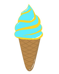 Doodle ice cream illustration inspired by sea salt and banana flavor with brown yellow and blue color that can be use for social media, sticker, wallpaper, e.t.c