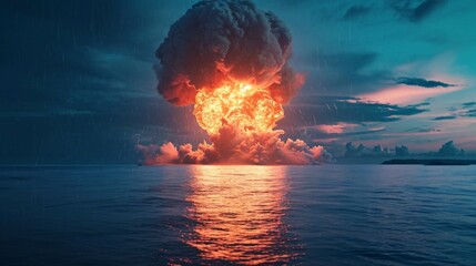 astonishing explosion of a nuclear bomb - obrazy, fototapety, plakaty