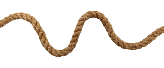 Jute. Twisted linen rope on a white background. Rope. Loop - obrazy, fototapety, plakaty