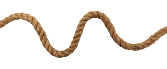 Fotobehang Jute. Twisted linen rope on a white background. Rope. Loop © Vadzim