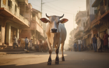 The holy Indian cow - obrazy, fototapety, plakaty