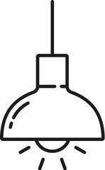 Electric lantern, halogen light, indoor ceiling lamp thin line icon. Office electric furniture linear icon or sign, house interior light, home or warehouse lamp thin line vector pictogram
