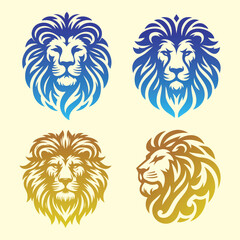 Set of vector illustration of gradient lion head logo design