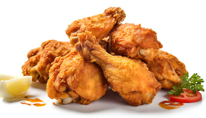 Fried chicken isolated on white background.