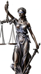 Lady Justice isolated, single object, law concept