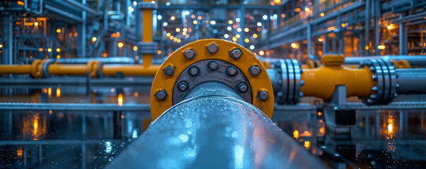 pipe line connection in oil refinery, oil refinery and industrial infrastructure ,
 energy transportation and fluid transport in petrochemical industry, process piping industrial concepts