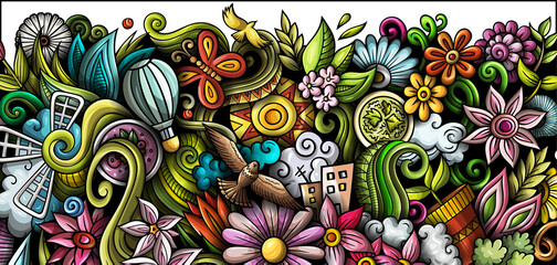 Spring cartoon banner design