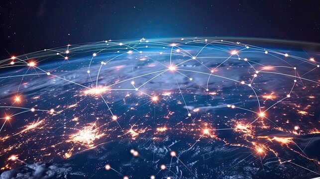 The global hub where technology intertwines with interconnected nodes