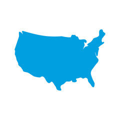 United States (USA) map vector pale blue isolated on white background. Flat, Icon, Easy drawing style.