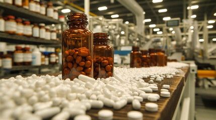 Pharmaceutical Precision: Automated Pill Bottling Line in a Modern Medicine Manufacturing Plant