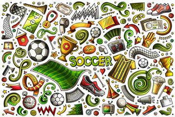 Soccer cartoon objects set