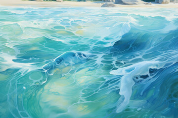 Fototapeta premium Abstract Ocean with Natural Luxury Texture, Marble Swirls and Agate Ripples