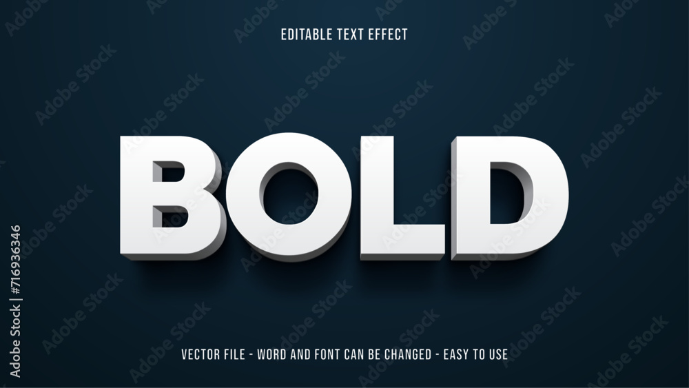 Fototapete white and bold editable text effect vector template