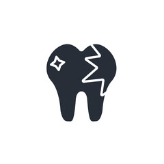 broken tooth icon. vector.Editable stroke.linear style sign for use web design,logo.Symbol illustration.