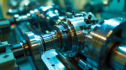Naklejka premium Mechanical Precision: Industrial Lathe and Milling Equipment in a Metalworking Factory